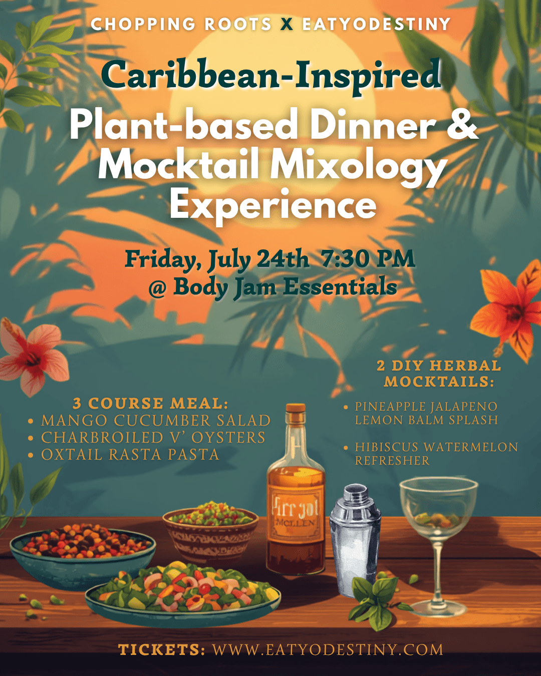 Caribbean Herbal Mocktail & Plant-Based Dinner Experience